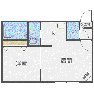 RUGGER西町(1LDK/3階)の間取り写真