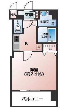 W-STYLE大阪谷町(1K/6階)の間取り写真