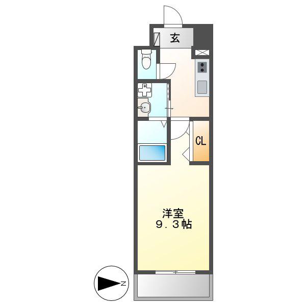 KDXレジデンス今池(1K/2階)の間取り写真