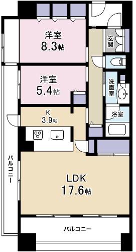 ブライトタウン磐田駅前(2LDK/11階)の間取り写真