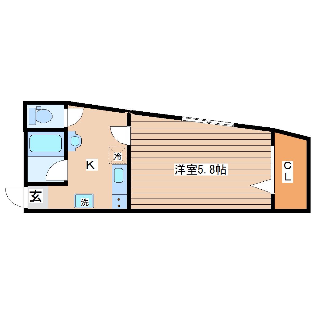 プランド河原町(1K/2階)の間取り写真