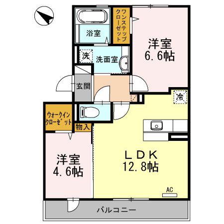 トリフォリウム(2LDK/3階)の間取り写真