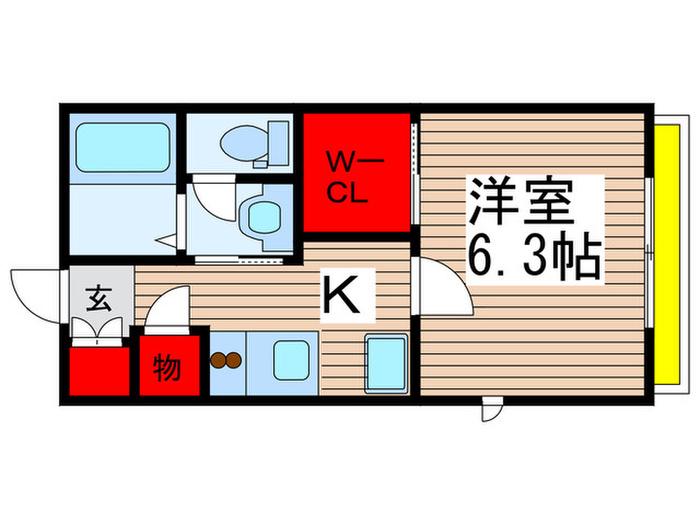 セゾンヒル(1K/1階)の間取り写真