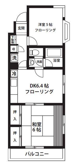 調布ヶ丘レジデンス(2DK/1階)の間取り写真