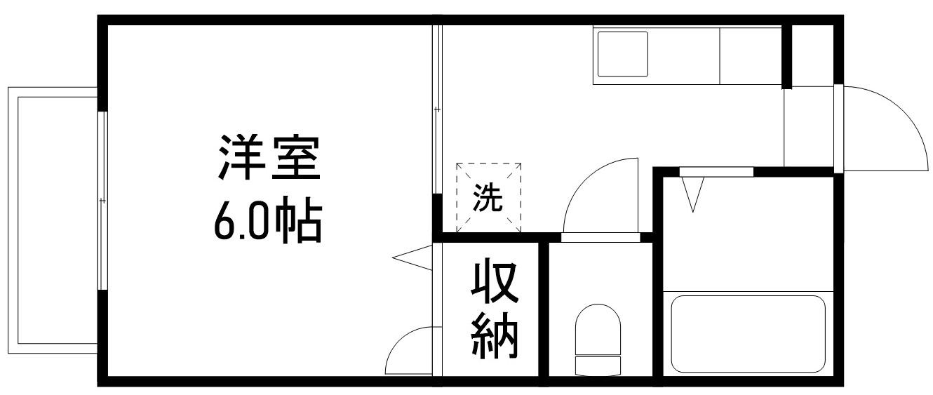 ドミール井の頭102(1K/1階)の間取り写真