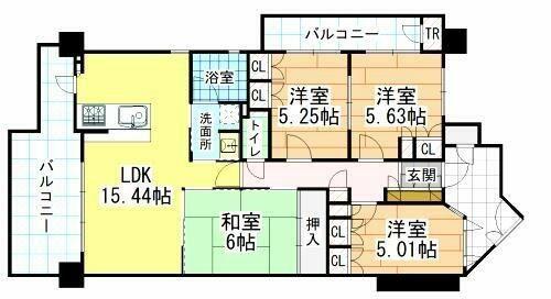 アーティックス千代ヶ崎(4LDK/2階)の間取り写真