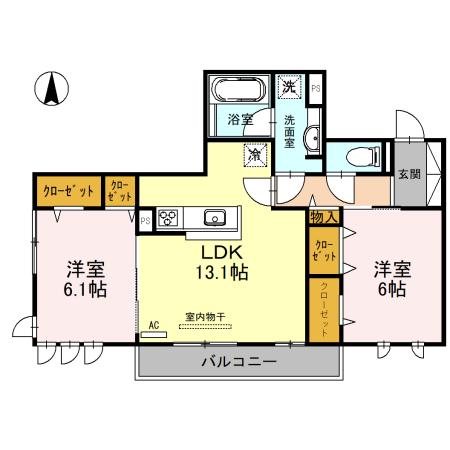 シェモアA棟(2LDK/2階)の間取り写真