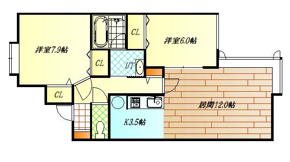 プレズィール春光(2LDK/2階)の間取り写真