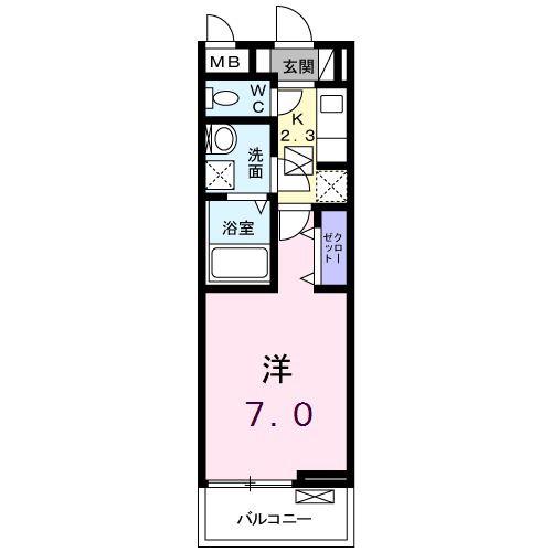 ルミエール・M(1K/1階)の間取り写真