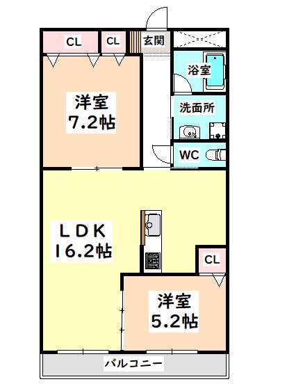 名鉄西尾線 桜井駅(愛知) 徒歩6分 3階建 築10年(2LDK/1階)の間取り写真