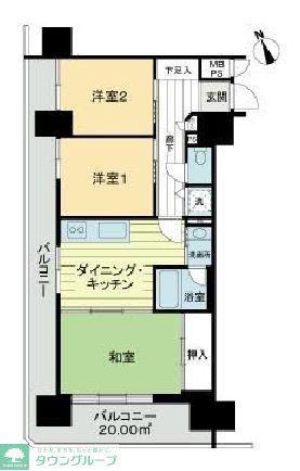 ライオンズマンション練馬(3DK/12階)の間取り写真