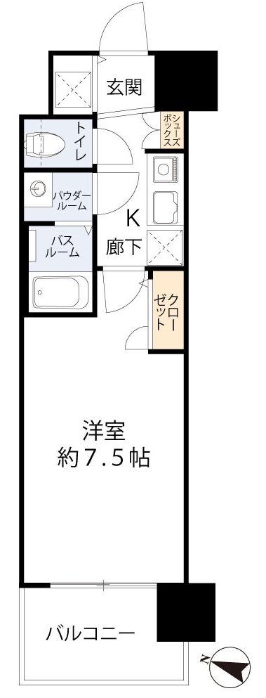 スワンズシティ新大阪プライム(1K/6階)の間取り写真