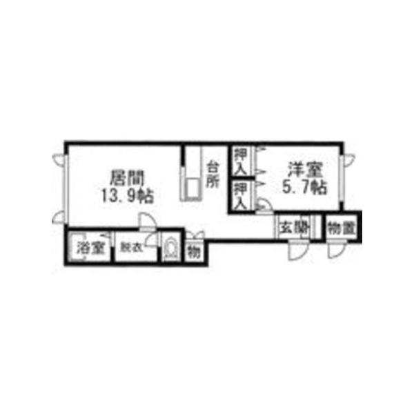 ノース GAT(1LDK/1階)の間取り写真