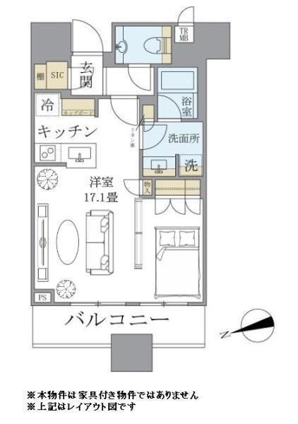 ブリリアタワーズ目黒(ワンルーム/22階)の間取り写真