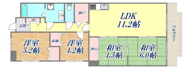芦屋ニューコーポⅠ番館(3LDK/2階)の間取り写真