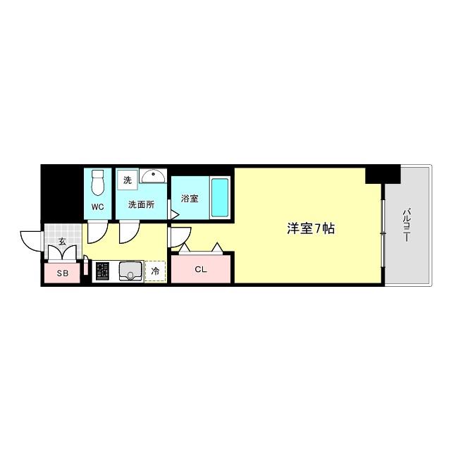 ファーストフィオーレ新町ファジスタ(1K/2階)の間取り写真
