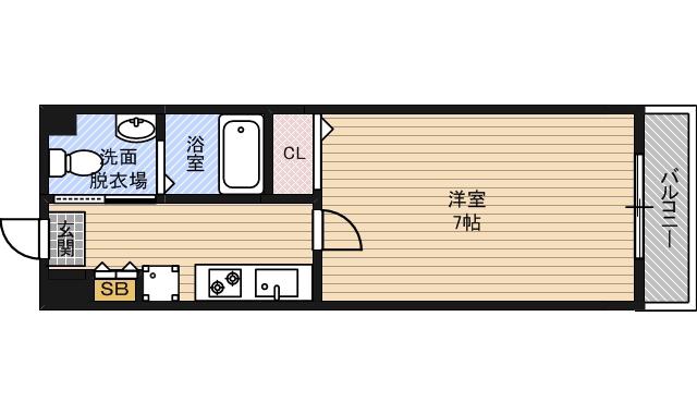 バルーンフラワー諏訪(1K/6階)の間取り写真