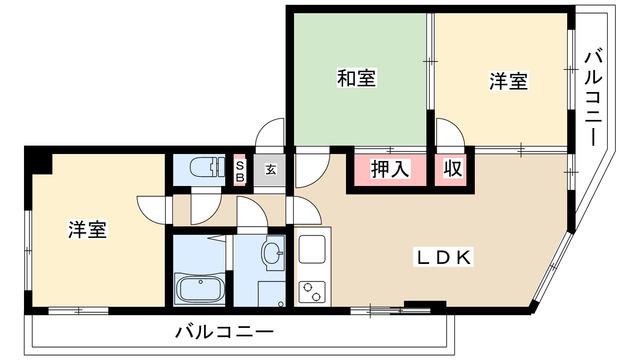 レスポアール豊岡(3LDK/7階)の間取り写真