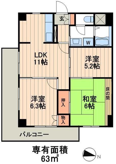 スカイフォーラム小岩(3LDK/11階)の間取り写真