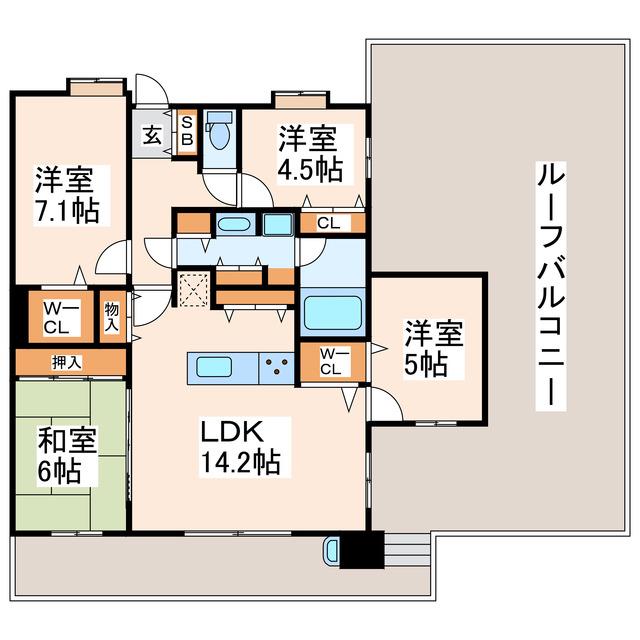 エバーライフ長嶺南(4LDK/6階)の間取り写真