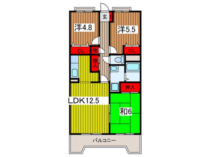 ヴィレッジ駒場(3LDK/4階)の間取り写真