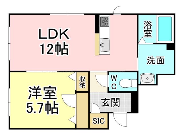 シャーメゾン境川(1LDK/1階)の間取り写真