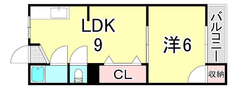大栄マンション(1LDK/3階)の間取り写真