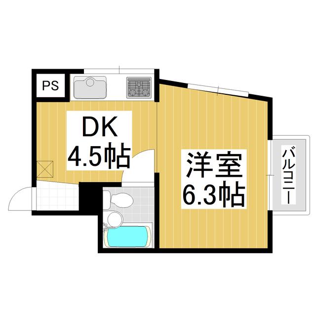 シンハイツ権堂(1DK/4階)の間取り写真
