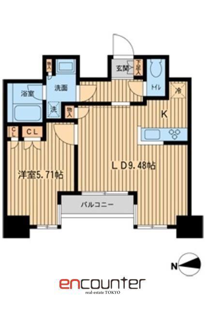 KDXレジデンス東新宿(1LDK/13階)の間取り写真
