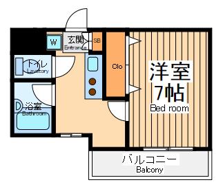 サンモール淵野辺(1K/1階)の間取り写真