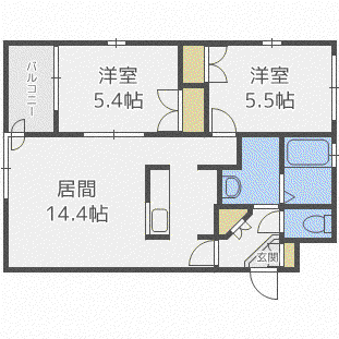 フォレスト宮の沢(2LDK/1階)の間取り写真