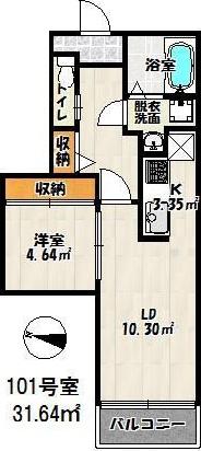 バーンメアオパトナム(1LDK/1階)の間取り写真