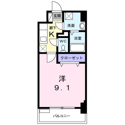ELEVITA弥永(1K/1階)の間取り写真