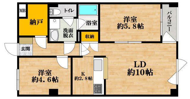 ENコート(2SLDK/4階)の間取り写真