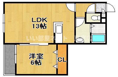 LIFE LINE 9S(1LDK/1階)の間取り写真