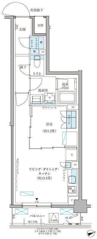 パークアクシス文京本郷(1LDK/3階)の間取り写真
