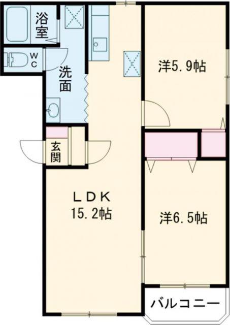 セルジェ糠野目(2LDK/1階)の間取り写真