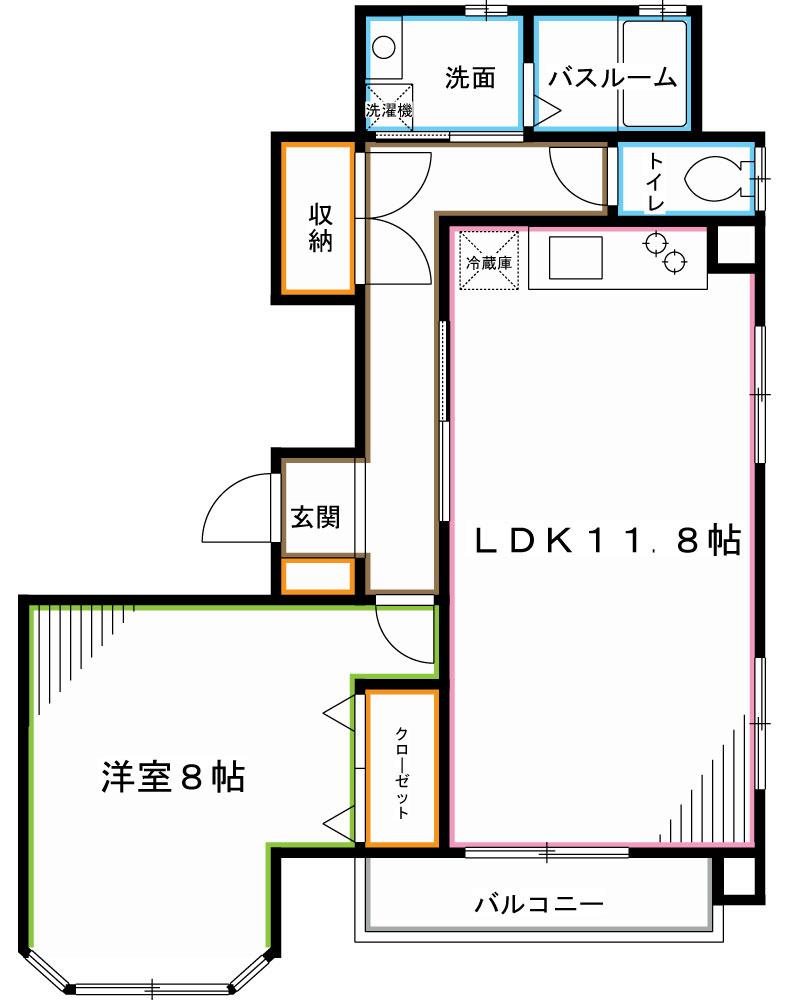 ルームズ(1LDK/2階)の間取り写真