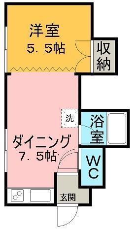 ちょこれいとぱふぇB(1DK/1階)の間取り写真