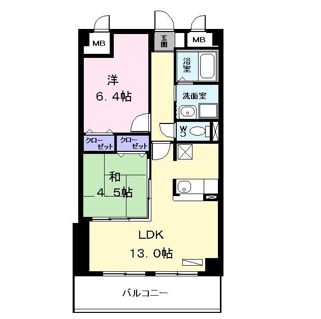 エクセレントA(2LDK/3階)の間取り写真