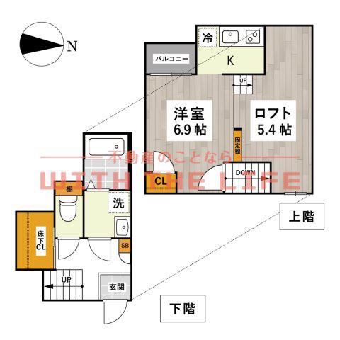 ADC津福(1K/1階)の間取り写真