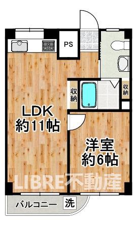 松栄大正ハイツ(1LDK/2階)の間取り写真