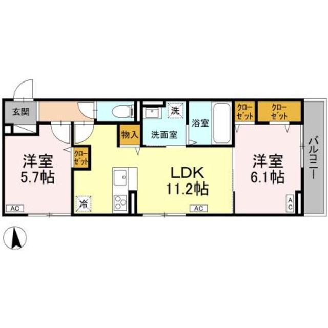 ティアラ(2LDK/2階)の間取り写真