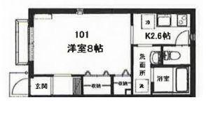 CASA BIANCA(1K/1階)の間取り写真