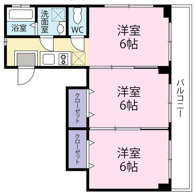 エソールビルⅢ(3K/3階)の間取り写真