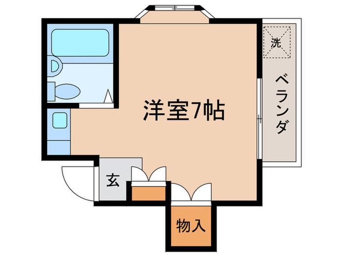 クゥインテット(ワンルーム/2階)の間取り写真