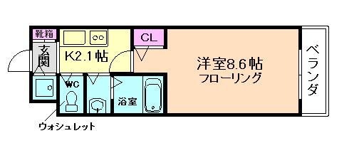 ボンジュール西九条(1K/2階)の間取り写真