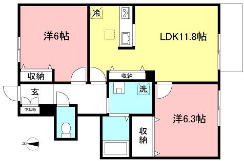 エストリーヴァ ドゥーエ(2LDK/1階)の間取り写真