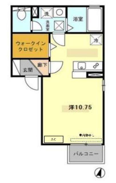サニーハイツ(ワンルーム/2階)の間取り写真