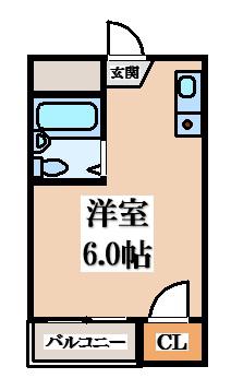 エホールIII(ワンルーム/2階)の間取り写真